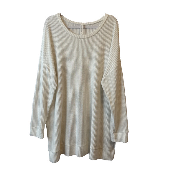 Zenana Outfitters Plus 3X Boho Chic Soft Waffle Knit Tunic Ivory Cottagcore Fall - Picture 1 of 10